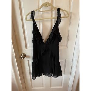 NEVER WORN: Pookie and Sebastian Black Ruffle A line Mini Dress